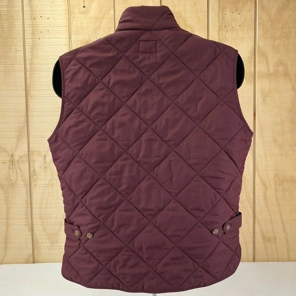 J.Crew Quilted Vest Burgundy Full Zip Pockets Women's Size M Authentic Outerwear - Picture 7 of 16